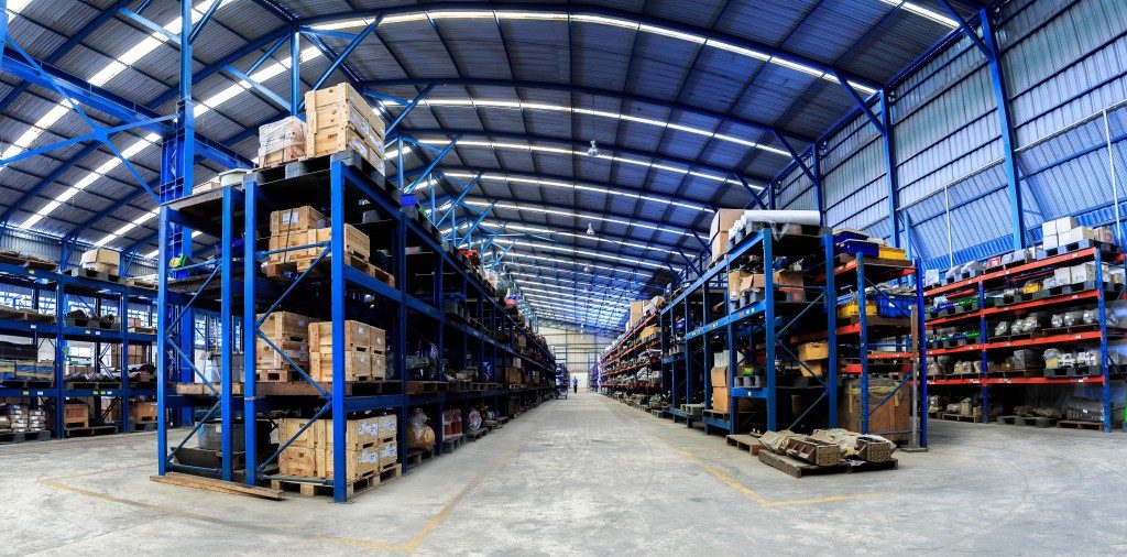 huge amount of cargo being stored in the warehouse