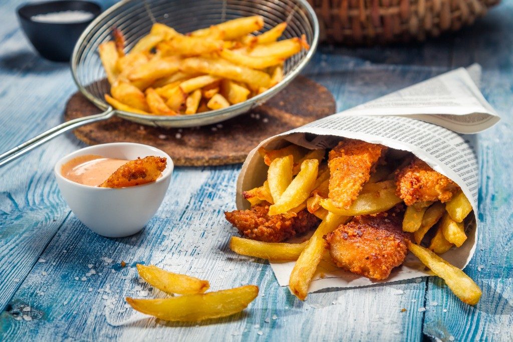 fried chicken nuggets and fries