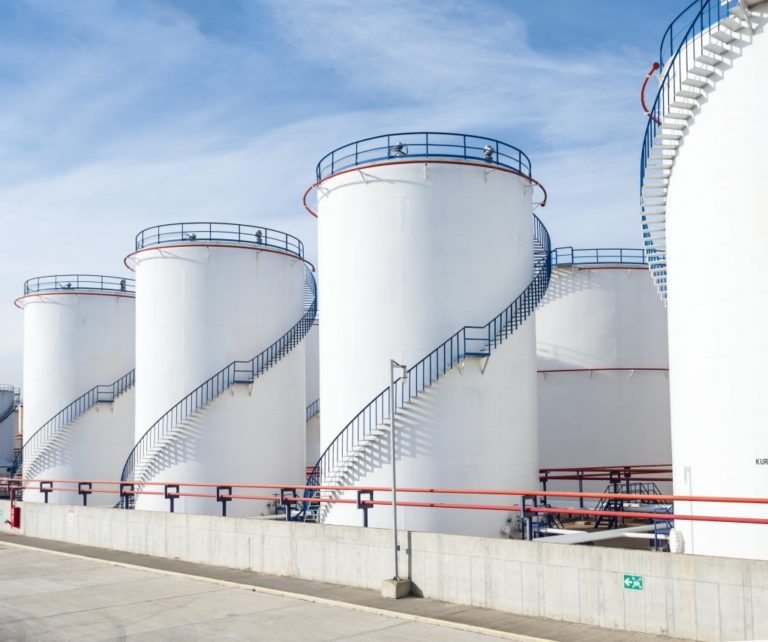 Large tanks of oil and gas factory
