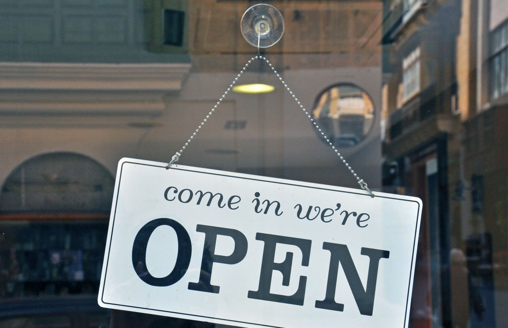 open sign on the door