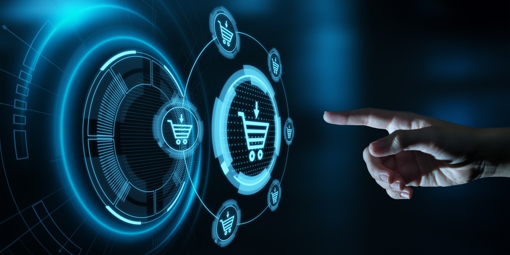 hologram of shopping cart logo