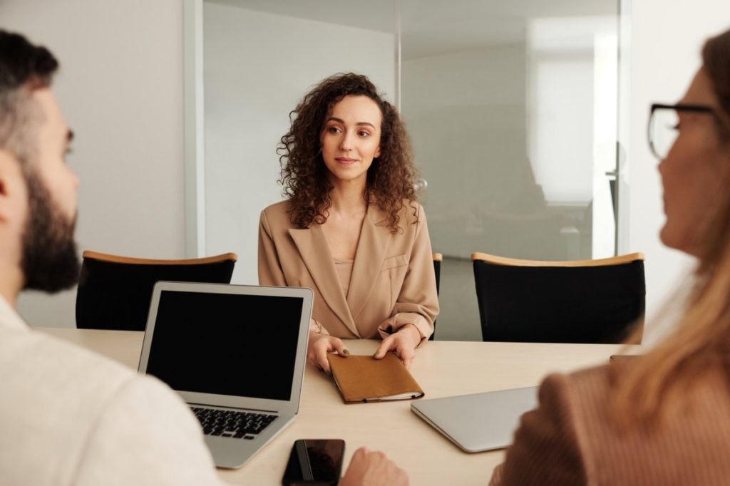woman during an interview