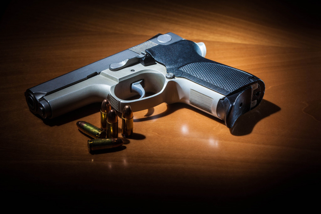 pistol on a table