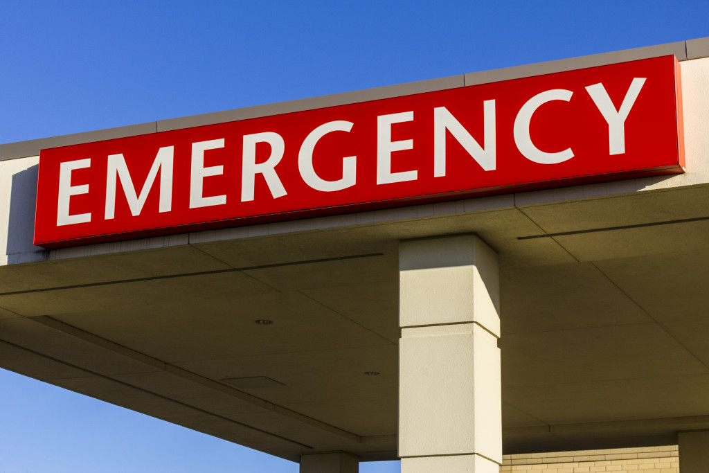 Red Emergency Entrance Sign for a Local Hospital