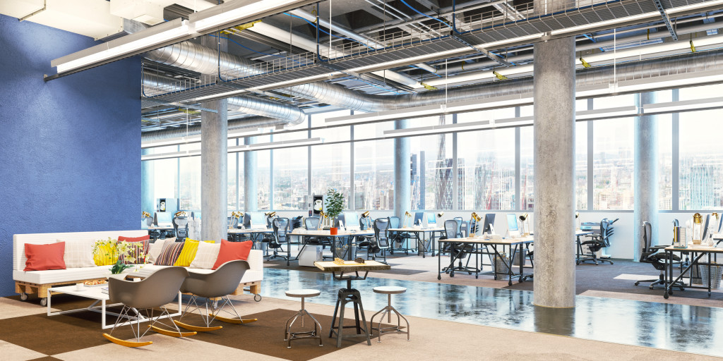 Wide view of a modern workspace