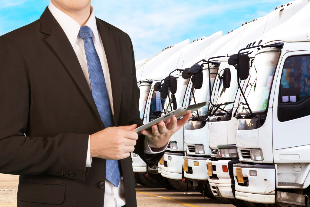 businessman with car fleet business