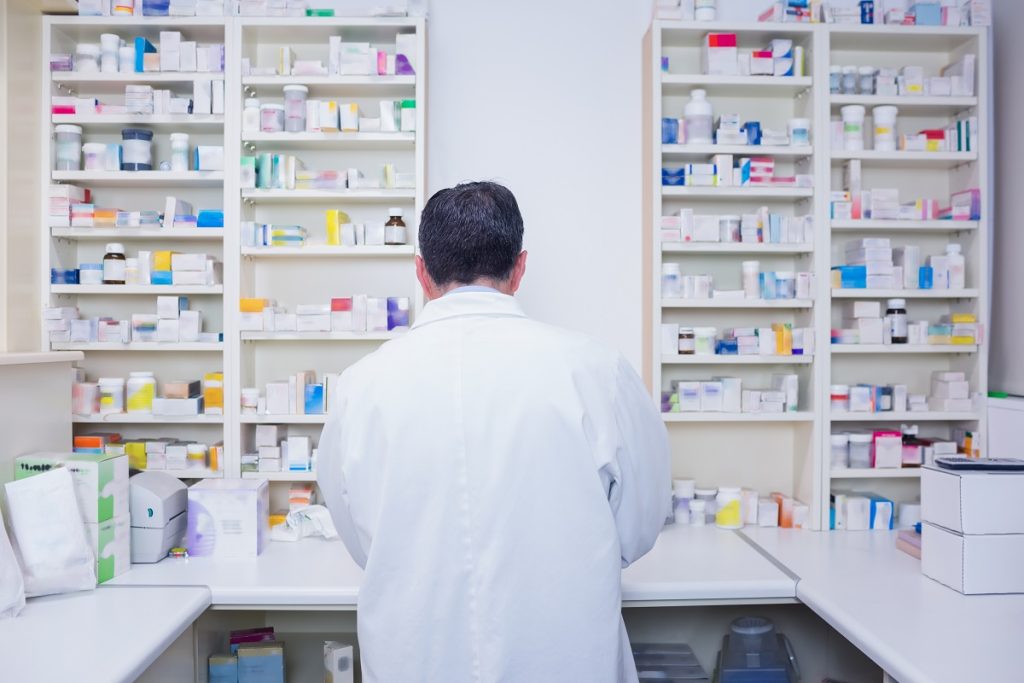 pharmacist working in lab