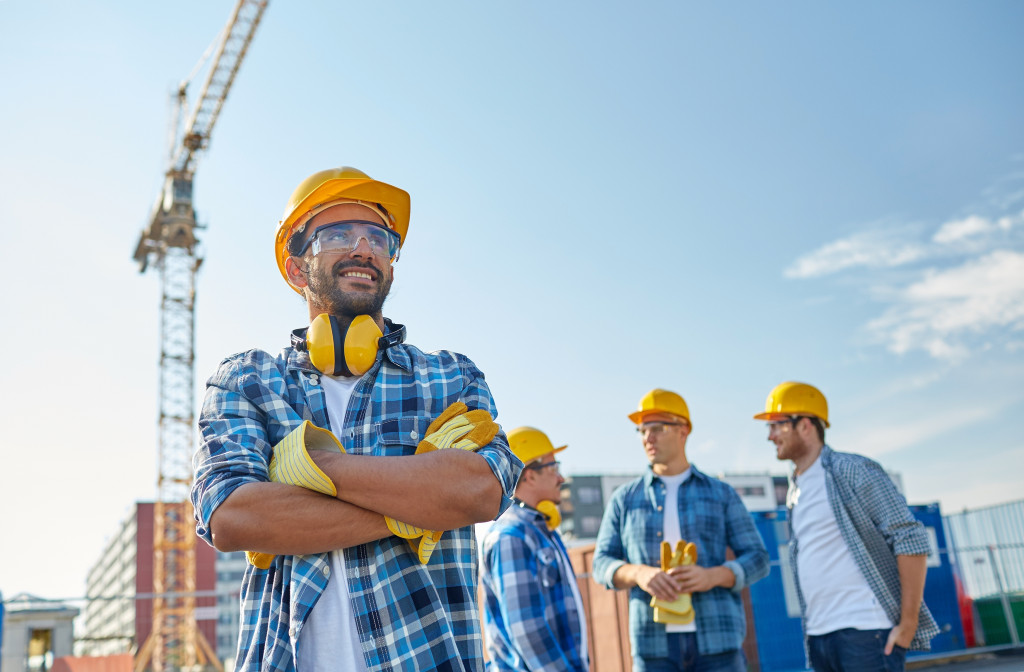 Construction professionals on a construction site